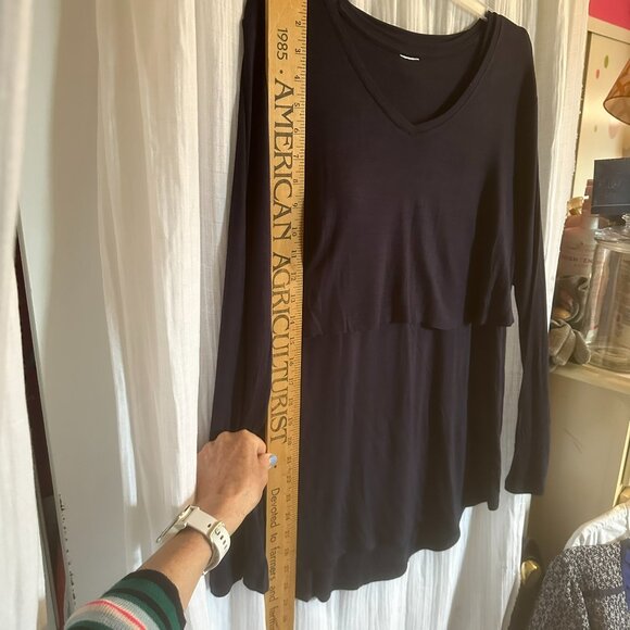 Nursing shirt, Breastfeeding,Navy, Time & Tru, Large, Dbl layer, Raw edge hem - Picture 7 of 10